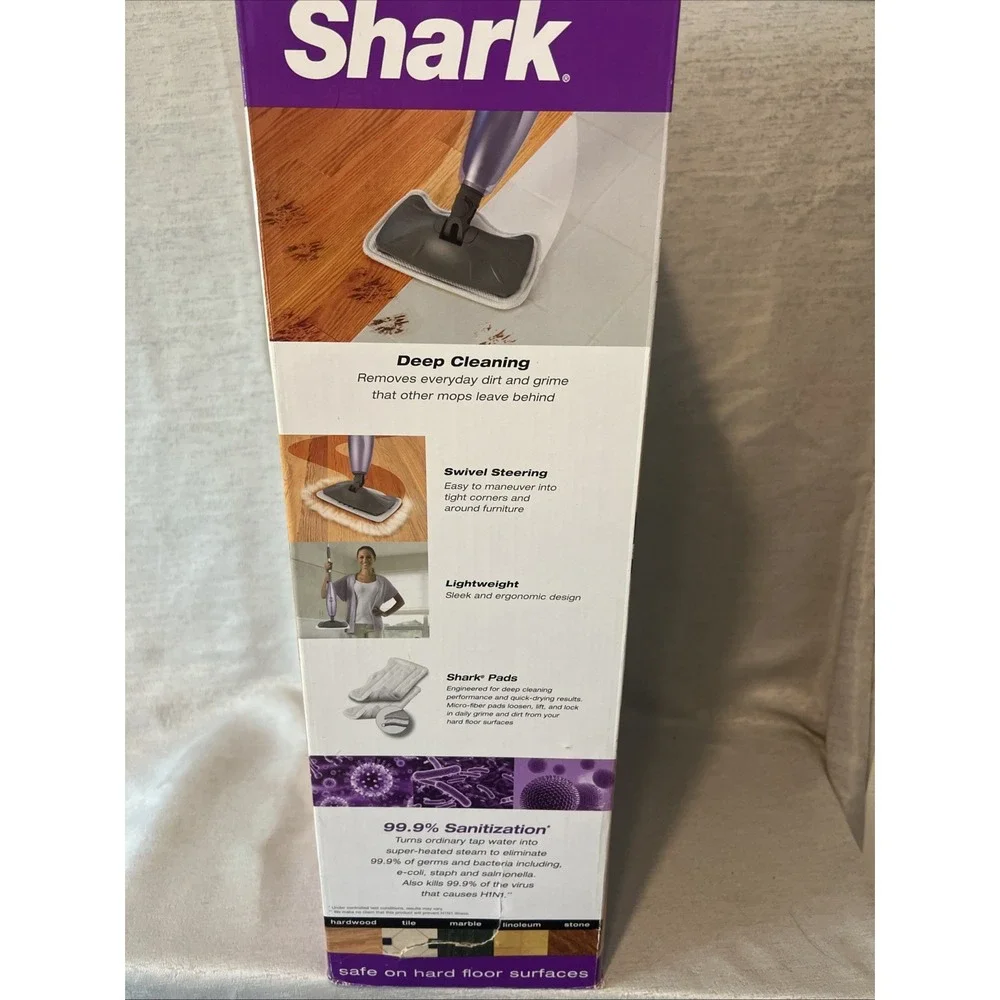 Shark Light & Easy Steam Mop Model S3251 Purple Hard Floor Cleaner New See Pics